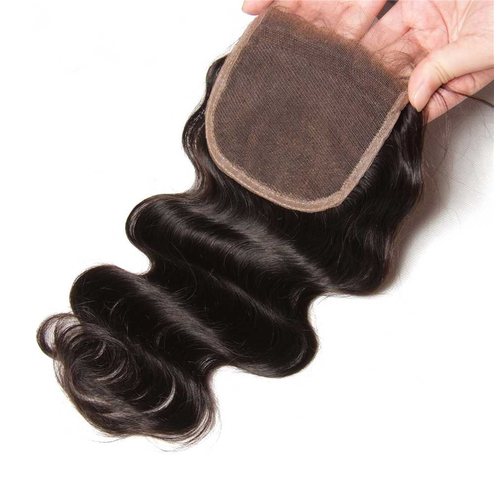 Idolra Three Part Middle Part And Free Part Virgin Human Hair Lace Closure Body Wave 4x4